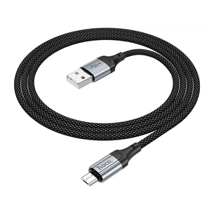 Дата кабель USB 2.0 AM to Micro 5P 1.0m 2.4A nylon X102 black HOCO (6942007608763) зображення 1