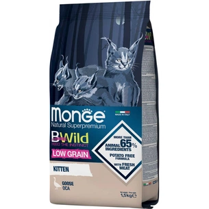 Сухий корм для кішок Monge Cat Bwild Low Grain kitten з м'ясом гуски 1.5 кг (8009470012041) зображення 1