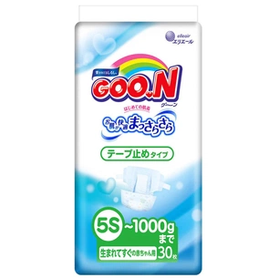 Підгузки GOO.N для маловагих новонароджених плоскі 5S до 1 кг 30 шт. (753864) зображення 1