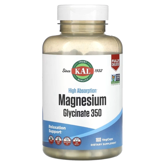 Мінерали KAL Магній Гліцинат високої засвоюваності, 350 мг, High Absorption M (CAL-39022) - зображення 1