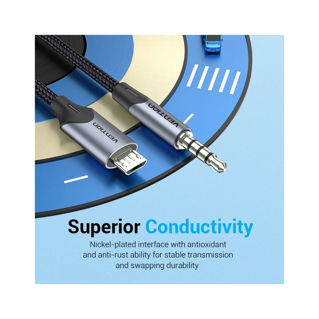 Кабель мультимедійний Micro 5P M to 3.5mm M 1.0m (4pin) black Vention (BDGBF) - picture 5