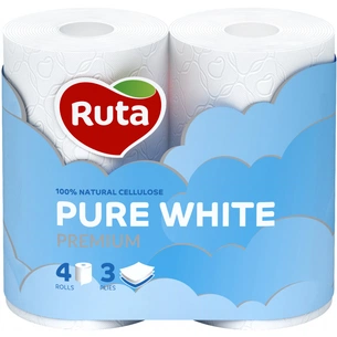 Туалетний папір Ruta Pure White 3 шари 4 рулони (4820023747531) зображення 1