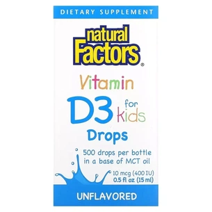 Вітамін Natural Factors Вітамін D3 у Краплях для дітей, 400 МО, Без Ароматизаторів, (NFS-01058) зображення 1