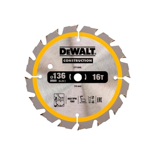 Диск пильний DeWALT СONSTRUCTION, 136 х 10, 16 z, АТВ, 20 градусів (DT1946) зображення 1