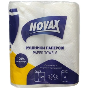 Паперові рушники Novax 2 шари 100 аркушів 2 рулони (4820267280047) зображення 1