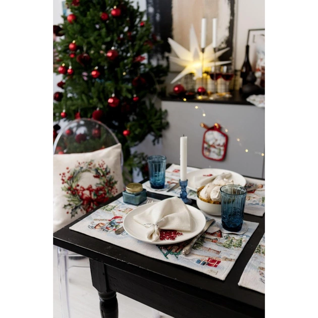 Серветка на стіл Прованс гобеленова з велюром Снігова зима 30х50 см (036440) - зображення 9