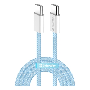 Дата кабель USB-C to USB-C 1.0m 60W 3.0А blue ColorWay (CW-CBPDCC061-BL) зображення 1