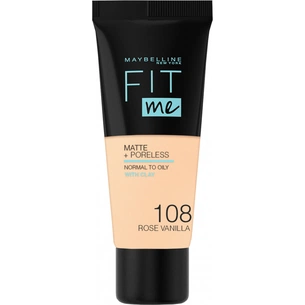 Тональний крем Maybelline New York Fit Me Matte + Poreless 108 - Rose Vanilla 30 мл (3600531550967) зображення 1