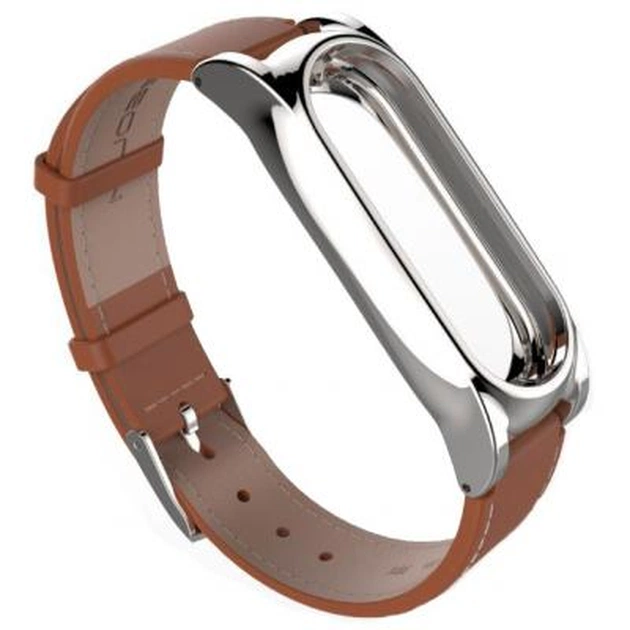 Ремінець до фітнес браслета Xiaomi Mi Band 2 MJobs 2 Plus Brown/Silver (Р30791) - изображение 1