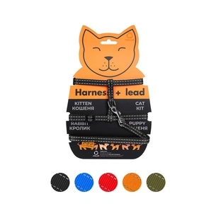 Шлея для котів Dog Extreme з нейлону з повідцем Ш 10 мм Д 110 см чорна (42851) зображення 1