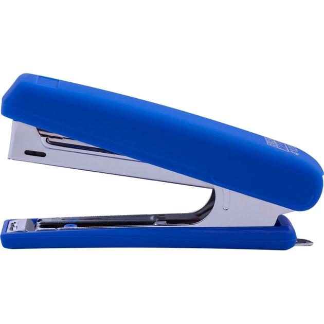 Степлер Buromax RUBBER TOUCH №10,12 листов 107х25х54 мм, синий (BM.4128-02) - изображение 1