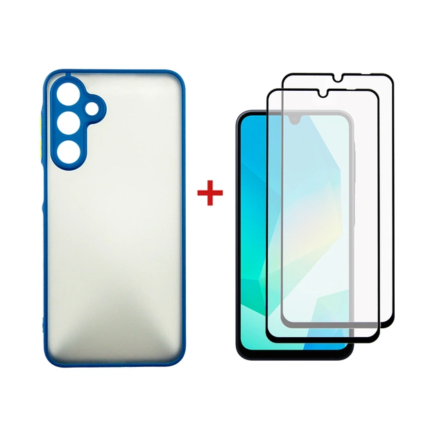 Чохол до мобільного телефона Dengos Samsung Galaxy A16 Matte + glass 2pcs (Blue) (DG-CTG2P-03) - зображення 1