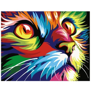 Картина по номерам Strateg Поп-арт кольоровий кіт 40х50 см (VA-0126) зображення 1