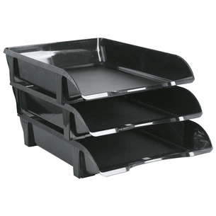 Лоток для паперів Economix горизонтальний пластик, чорний (E31803-01) зображення 1