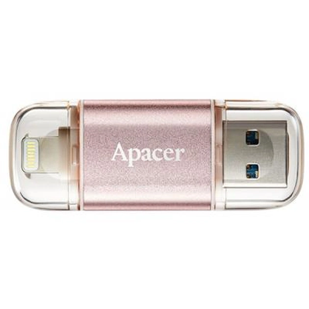 USB флеш накопичувач Apacer 128GB AH190 Rose Gold USB 3.1/Lightning (AP128GAH190H-1) - изображение 1
