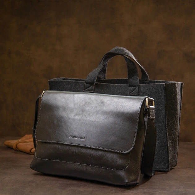 Сумка Grande Pelle Шкіряна чоловіча Чорна (11429) - зображення 12