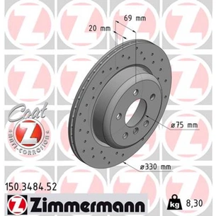 Гальмівний диск ZIMMERMANN 150.3484.52 зображення 1