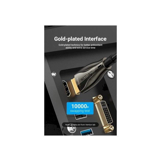 Кабель мультимедійний HDMI to HDMI 30.0m V2.0 Optical 4K 60Hz 18Gbps Dolby 7.1 PVC Black Zinc Alloy Vention (ALABT) - picture 10
