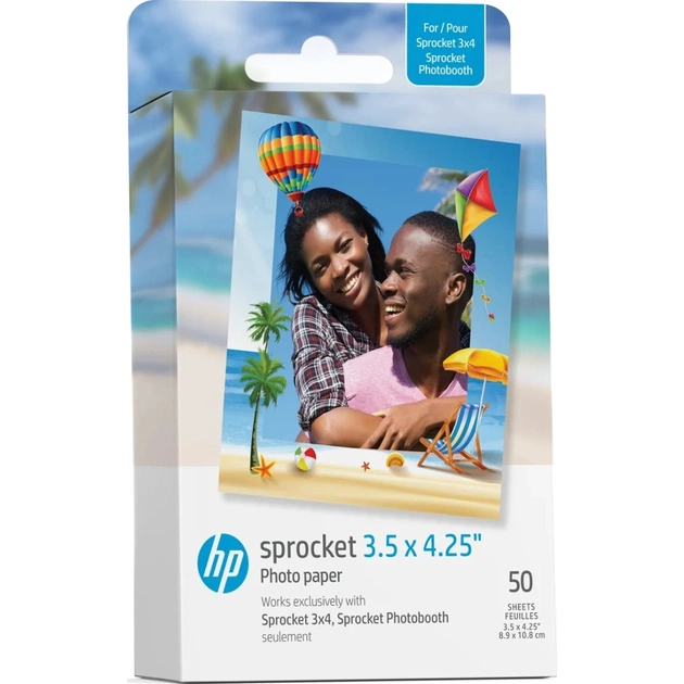 Фотопапір HP Zink для Sprocket 3.5"x4.25", glossy, self-adhesive, 50sh (HPIZ3X450) - picture 1