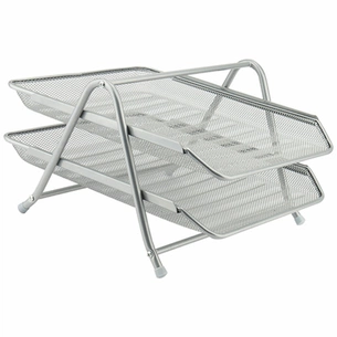 Лоток для паперів Axent горизонтальний 2-в-1 металева сітка 203x295x350мм Сріблястий (2121-03-A) изображение 1