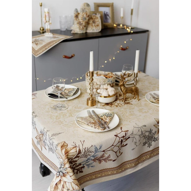 Скатертина Прованс гобеленова з велюром Золоте свято 135х180 см (036317) - picture 1