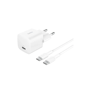 Зарядний пристрій Belkin USB-C PD25W PD3.1 + cable USB-C to USB-C 1.0m white (WCA012KQ1MWH-B6) зображення 1