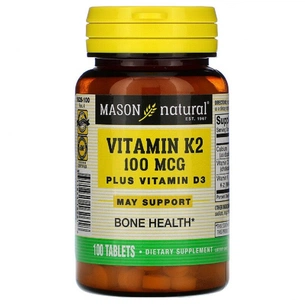 Вітамінно-мінеральний комплекс Mason Natural Вітамін K2 + Вітамін D3, Vitamin K2 Plus Vitamin D3, 100 таб (MAV-16261) зображення 1