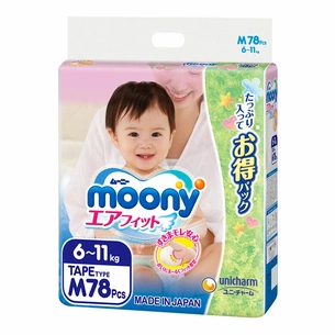 Підгузки Moony M (6-11 кг) 78 шт (4903111282647) зображення 1