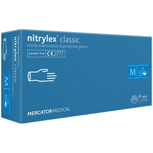 Медичні рукавички Mercator Medical Nitrylex Classic Нітрилові Неопудрені діагностичні Розмір M Сині 100 шт. (3.1010) (5906615004905) зображення 1