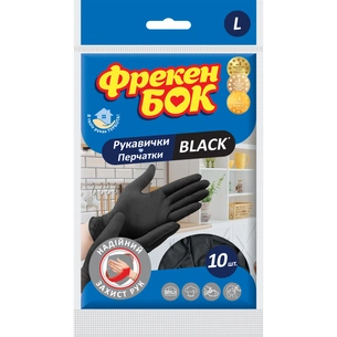 Рукавички господарські Фрекен БОК Black Латексні L 10 шт. (4823071648928) зображення 1