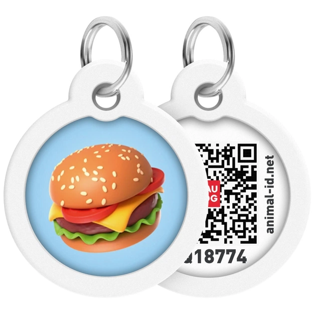 Адресник для тварин WAUDOG Smart ID з QR паспортом "Гамбургер", коло 30 мм (230-4037) - зображення 1