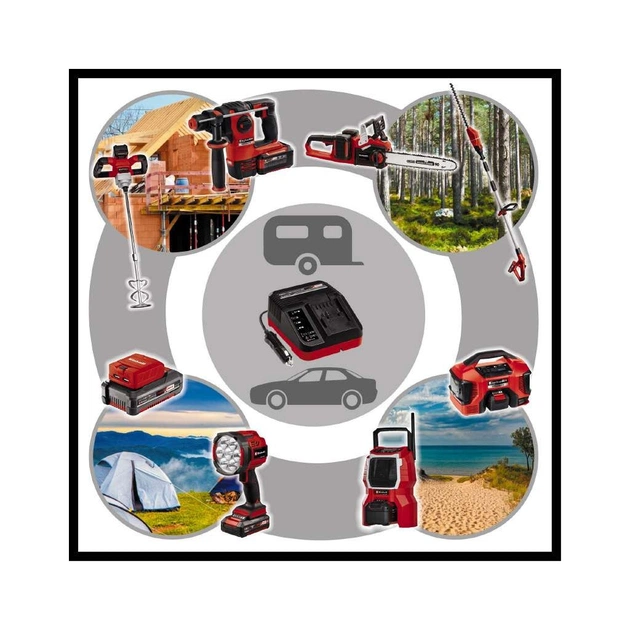 Зарядний пристрій для акумуляторів інструменту Einhell 18V Power X-Car Charger 3A, PXC, від прикурювача 12В (4512113) - picture 4