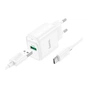 Зарядний пристрій HOCO C140A Smart USB QC3.0 + cable USB to USB-C White (6942007627832) - зменшене зображення 1