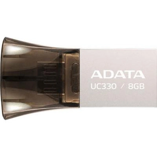 USB флеш накопичувач ADATA 8GB UC330 Black USB 2.0 OTG (AUC330-8G-RBK) - изображение 1