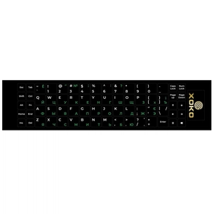 Наклейка на клавіатуру XoKo 68 keys UA/rus green, Latin white (XK-KB-STCK-MD) зображення 1