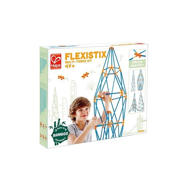 Конструктор Hape Flexistix Вежі 132 деталі бамбуковий (E5566) - изображение 1
