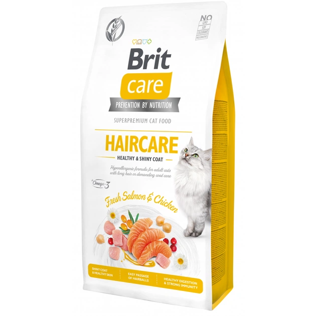 Сухий корм для кішок Brit Care Cat GF Haircare Healthy and Shiny Coat 7 кг (8595602540877) - зображення 1