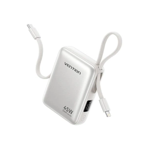 Батарея універсальна Vention 10000mAh 45W PD, QC/3.0, with Built-in USB-C and Lightning Cables, Beige (FKMN0) зображення 1