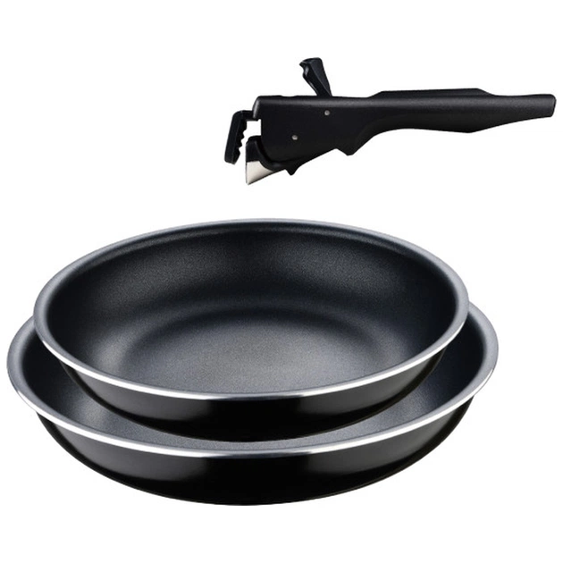 Набір сковорідок Bergner Click & cook, зі знімною ручкою, 22/26 см, чорний (BG-31605-BK) - изображение 1