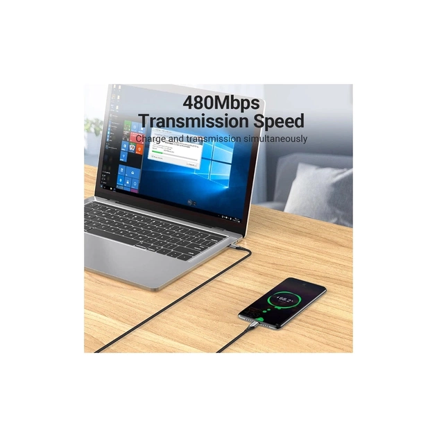 Дата кабель USB-C to USB-C 2.0m 5A aluminum gray Vention (TAEHH) - зображення 8