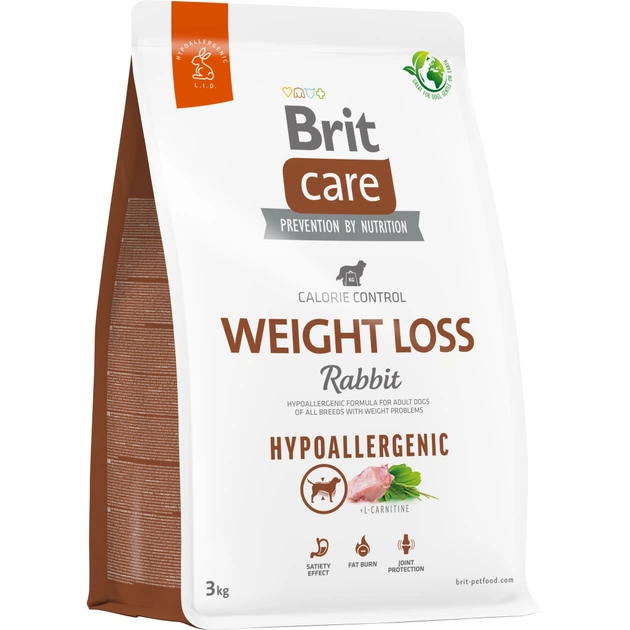 Сухой корм для собак Brit Care Dog Hypoallergenic Weight Loss с кроликом 3 кг (8595602559176) - изображение 1
