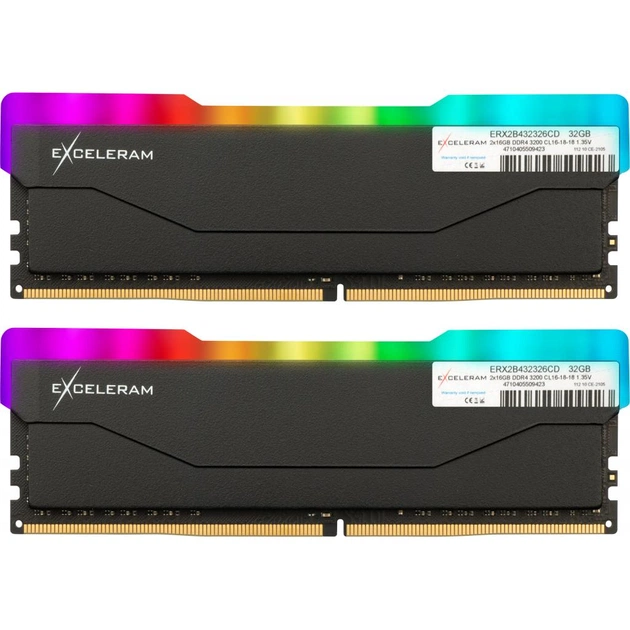 Модуль пам'яті для комп'ютера DDR4 32GB (2x16GB) 3200 MHz RGB X2 Series Black eXceleram (ERX2B432326CD) - изображение 1