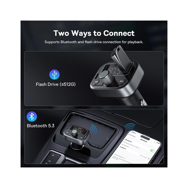 FM модулятор Baseus S-09 Lite Series Black (C10762300113-00) - picture 4