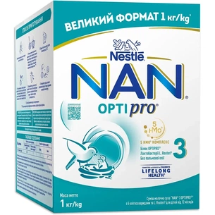 Дитяча суміш Nestle NAN 3 Optipro з 5 олігосахаридами та L. Reuteri від 12 місяців 1 кг (1000077) picture 1