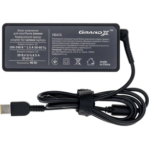 Блок живлення до ноутбуку Grand-X Lenovo (20V 4.5A 90W) Square (LE90WQC) зображення 1