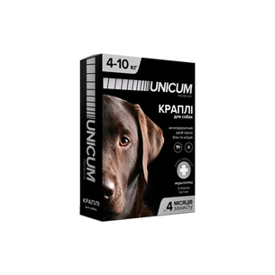 Краплі для тварин Unicum Premium від бліх та кліщів на холку для собак масою 4-10 кг/3 шт (4820150201791) зображення 1