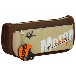 Пенал Cool For School 2 відділення з брелком Коричневий (CF6906-brown) зображення 1