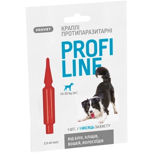 Краплі для тварин ProVET Profiline інсектоакарицид для собак 10-20 кг 1/2 мл (4823082431076) изображение 1
