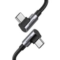 Дата кабель USB-C to USB-C 1.0m 100W (20V/5A) 90° corner braided black UGREEN (70696) - зменшене зображення 1