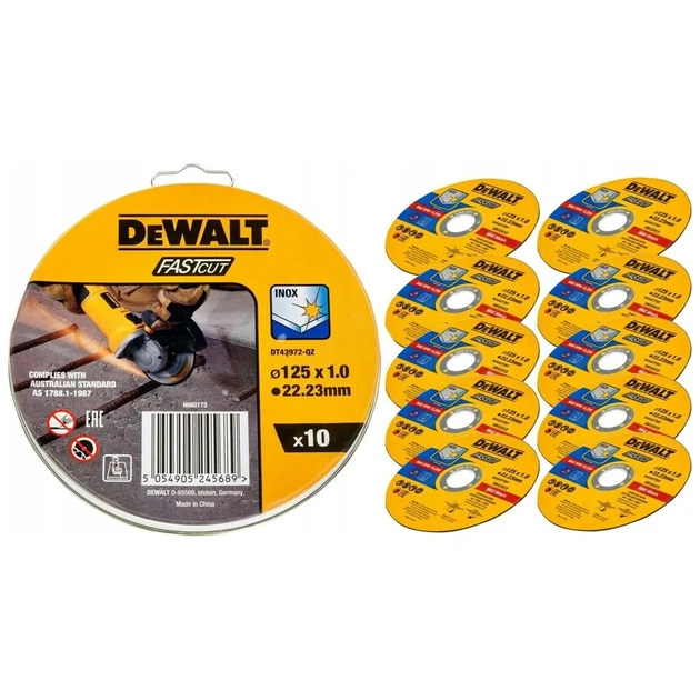 Круг відрізний DeWALT HIGH PERFOR, нержавіюча сталь/листовий метал,125x1.0x22,23 мм, 10 шт (DT43972) - picture 4